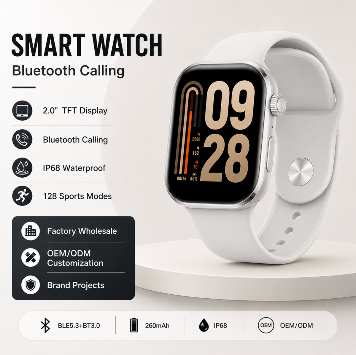 2.0" Square Smartwatch with Bluetooth Calling