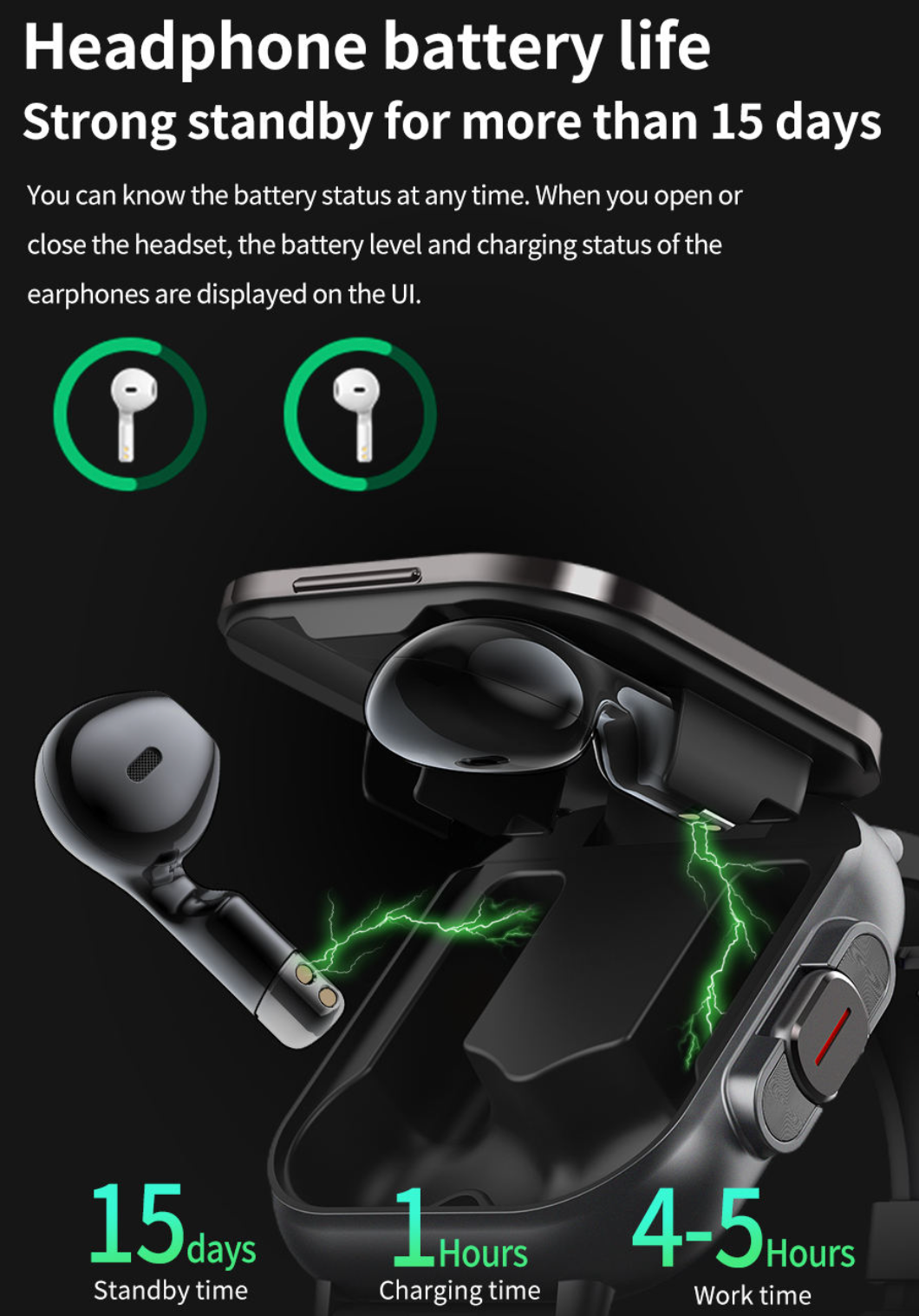2-in-1 Smartwatch with TWS Wireless Earbuds