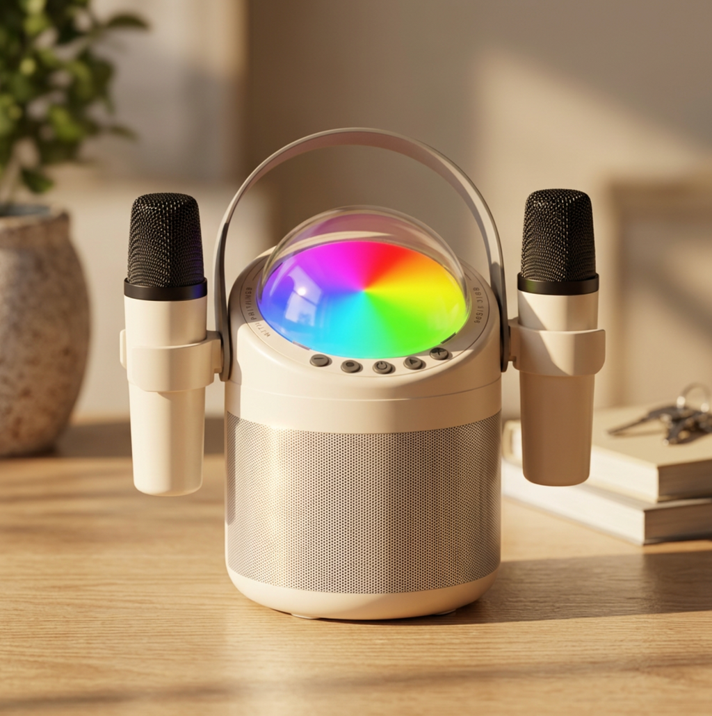 Mini Bluetooth Speaker with 2 Wireless Microphones